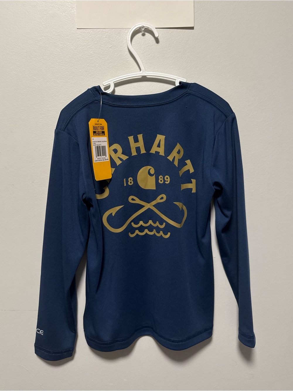 Carhartt Kids Long-Sleeve Navy Shirt with Gold Logo